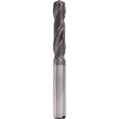 9.6 mm Dia. × 10 mm Shank × 47 mm Flute Length × 89 mm OAL, 3xD, 140°, TiAlN, 2 Flute, Internal, Round Solid Carbide Drill - Exact Industrial Supply