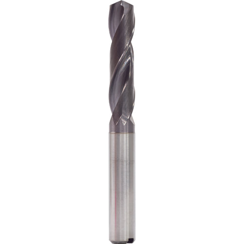 9.3 mm Dia. × 10 mm Shank × 47 mm Flute Length × 89 mm OAL, 3xD, 140°, TiAlN, 2 Flute, Internal, Round Solid Carbide Drill - Exact Industrial Supply