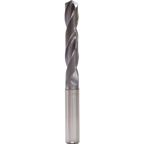 10.6 mm Dia. × 12 mm Shank × 71 mm Flute Length × 118 mm OAL, 5xD, 140°, TiAlN, 2 Flute, Internal, Round Solid Carbide Drill - Exact Industrial Supply