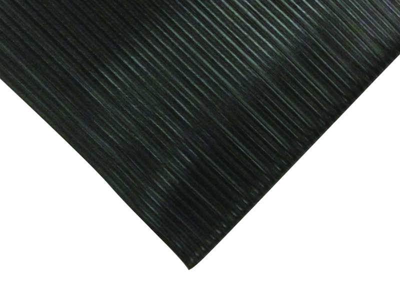 4' x 60' x 3/8" Thick Soft Comfort Mat - Black Standard Ribbed - Eagle Tool & Supply