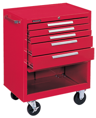 5-Drawer Roller Cabinet w/ball bearing Dwr slides - 35'' x 20'' x 29'' Red - Eagle Tool & Supply