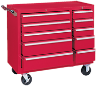 310X 10-Drawer Maintenance Cart - 35'' x 18'' x 39.38'' Red - Eagle Tool & Supply