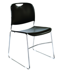 HI-Tech Stack Chair --11 mm Steel Rod Chrome Plated Frame Injection Molded Textured Plastic Non-fading Seat/Back - Black - Eagle Tool & Supply