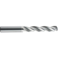 5/32″ Dia. × 0.2362″ Shank × 24 mm Flute Length × 66 mm OAL, 3xD, 124°, Uncoated, 3 Flute, External, Round Solid Carbide Drill - Exact Industrial Supply