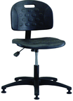 Polyurethane Stool - Standard Glides, Casters Optional, Pneumatic Hht Adj, Contoured Waterfall Seat, Adj Contoured Backrest, Black Reinforced ABS Base, Desk Hgt 16.5"-21.5" - Eagle Tool & Supply