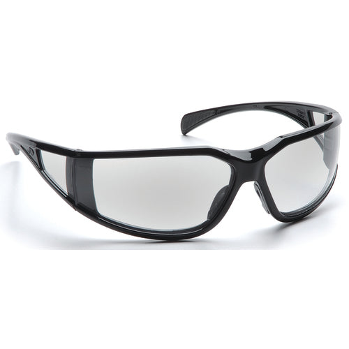 Safety Glasses - Curved Lens, Black Frame, Clear Fog Free - Eagle Tool & Supply