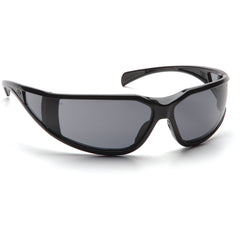 Safety Glasses - Curved Lens, Black Frame, Gray Fog Free - Eagle Tool & Supply