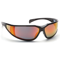 Safety Glasses - Curved Lens, Black Frame, Sky Red Mirror - Eagle Tool & Supply