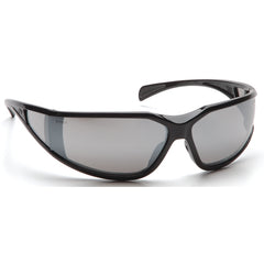 Safety Glasses - Curved Lens, Black Frame, Silver Mirror - Eagle Tool & Supply