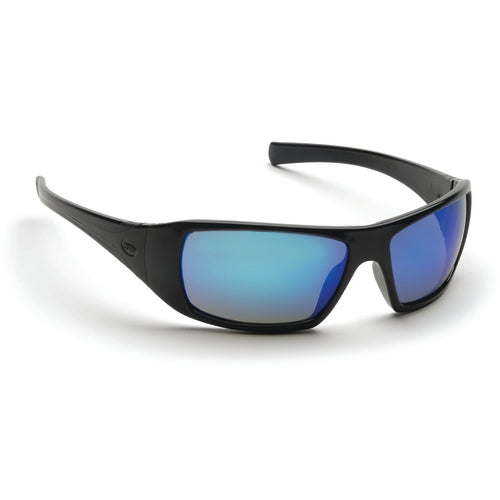 Safety Glasses - Black Frame, Ice Blue Mirror Lens - Eagle Tool & Supply