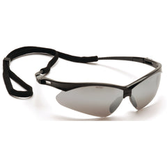 Safety Glasses - Black Frame, Silver Mirror Lens - Eagle Tool & Supply