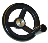 Nylon Handwheels with Handle - 4.92'' Wheel Diameter, 1.18'' Hub Diameter, 2.56'' Handle Length - Eagle Tool & Supply