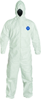 Tyvek® White Zip Up Coveralls w/ Attached Hood & Elastic Wrists  - X-Large (case of 25) - Eagle Tool & Supply