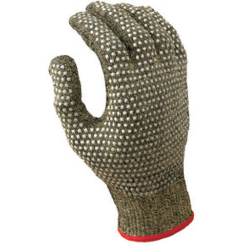 Cut resistant 13-gauge PVC dotted on both sides seamless knit Kevlar w/Stainless Steel yellow w/black coating ANSI CUT LEVEL 4/large - Eagle Tool & Supply
