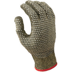 Cut resistant 13-gauge PVC dotted on both sides seamless knit Kevlar w/Stainless Steel yellow w/black coating ANSI CUT LEVEL 4/large - Eagle Tool & Supply
