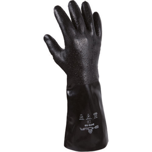 Chemical resistant neoprene fully coated 14″ gauntlet/rough finish seamless liner navy /large - Eagle Tool & Supply