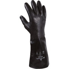 Chemical resistant neoprene fully coated 14″ gauntlet/rough finish seamless liner navy /extra large - Eagle Tool & Supply