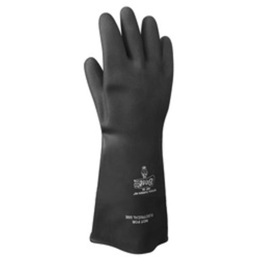 Chemical resistant natural rubber latex unsupported 15″ 40-mil unlined black bisque finish rolled cuff/XL - Eagle Tool & Supply