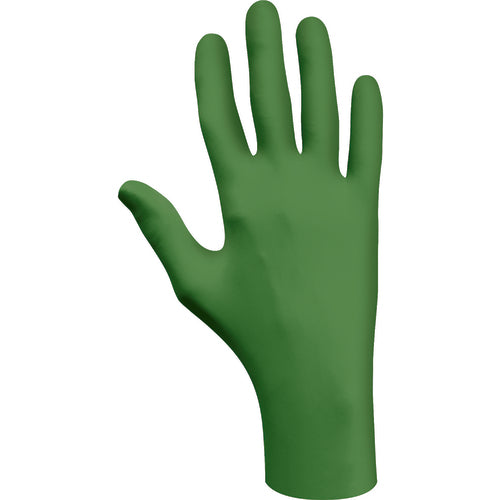 ‎Biodegradable Disposable nitrile w/EBT powder-free low-modulus 100%-nitrile 9-1/2″ 4-mil smooth green/extra small - Eagle Tool & Supply