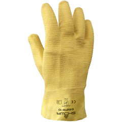 General purpose natural rubber fully-coated 10″ gauntlet cuff yellow wrinkle-finish/large - Eagle Tool & Supply