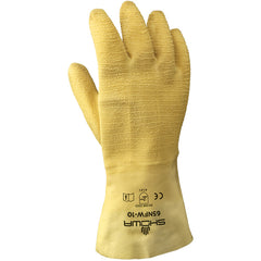 General purpose natural rubber fully-coated 12″ gauntlet cuff yellow wrinkle-finish/large - Eagle Tool & Supply