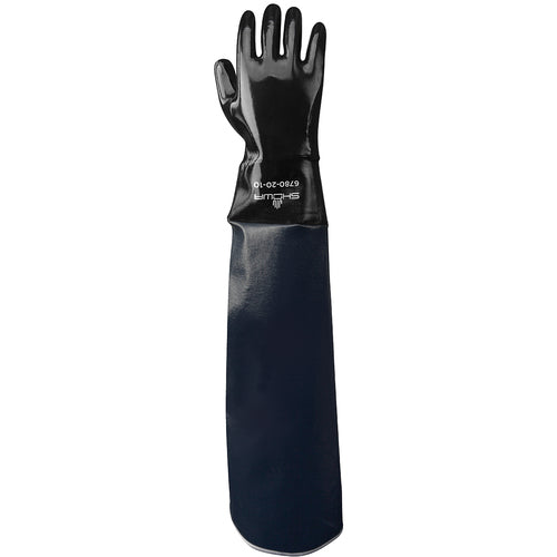 Chemical resistant 12″ fully coated neoprene gauntlet 20″ nitrile laminated shoulder length sleeve black/L - Eagle Tool & Supply