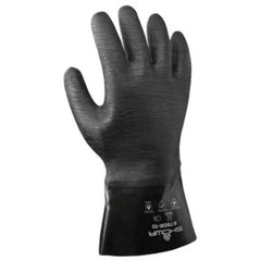 Chemical resistant neoprene fully coated heavyweight 12″ gauntlet black rough finish/large - Eagle Tool & Supply