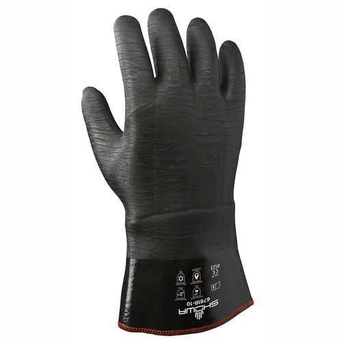 Insulated fully coated neoprene 12″ gauntlet black rough finish/large - Eagle Tool & Supply