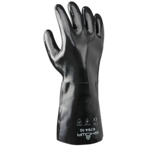 Chemical resistant neoprene fully coated heavyweight 14″ gauntlet black smooth finish/large - Eagle Tool & Supply