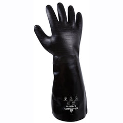 Chemical resistant neoprene fully coated heavyweight elbow length gauntlet black rough finish/large - Eagle Tool & Supply