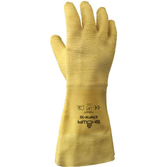 General purpose natural rubber fully coated 14″ gauntlet cuff yellow wrinkle-finish/large - Eagle Tool & Supply