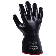 General purpose nitrile-coated navy fully coated with sewn-on 5″ cuff rough finish/large - Eagle Tool & Supply