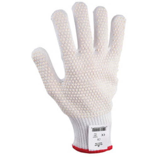 Cut resistant 10-gauge seamless knit PVC dotted HPPE w/Stainless Steel white ambidextrous ANSI CUT LEVEL 4/medium - Eagle Tool & Supply