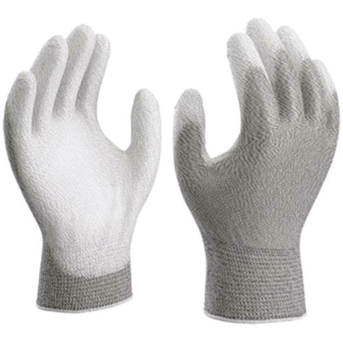 13- gauge engineered static-dissipative nylon w/polyurethane palm coating grey with white coating smooth grip medium - Eagle Tool & Supply