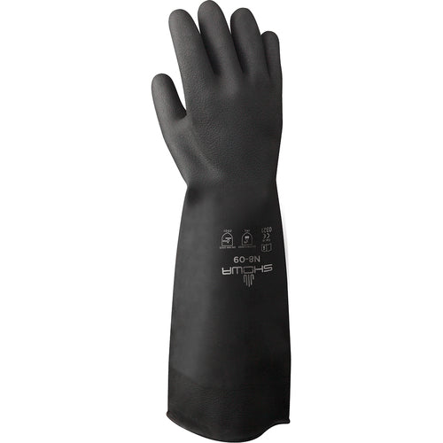 Chemical resistant unsupported neoprene 18″ 30-mil black unlined textured grip rolled cuff/medium - Eagle Tool & Supply