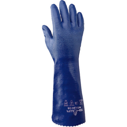 Chemical resistant nitrile fully coated 14″ gauntlet royal blue rough finish interlock liner/extra large - Eagle Tool & Supply