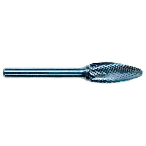 3mm EdgeHog Flame Miniature Carbide Bur SH-41L76M-D 76mm OAL Std Alt Diamond (Double) - Eagle Tool & Supply