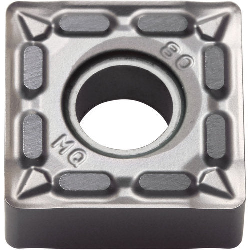 SNMG 432 MQ PR005S, 1/32″ Corner Radius, 3/16″ Thick, 1/2″ Inscribed Circle, MEGACOAT HARD, Square, Turning Indexable Insert - Exact Industrial Supply