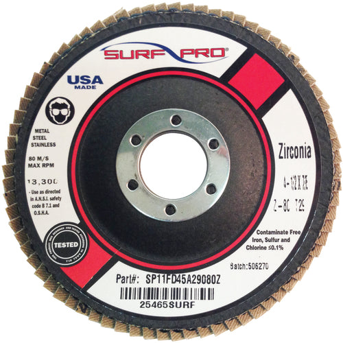 ‎4 1/2″ × 5/8″-11-36 Grit - Zirc Plus Coated Abrasive - Type 27 Flap Disc - Eagle Tool & Supply
