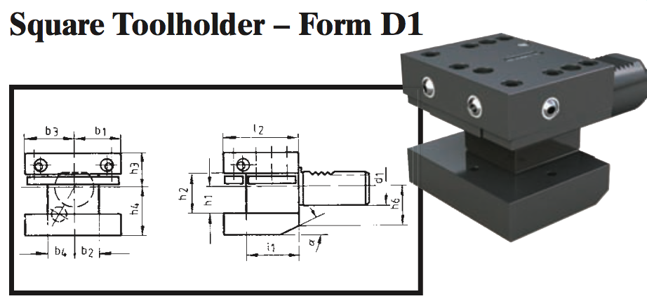 VDI Square Toolholder - Form D1 - Part #: CNC86 41.5032 - Eagle Tool & Supply