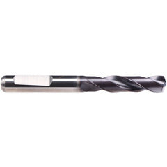 #21 Dia. × 6 mm Shank × 24 mm Flute Length × 66 mm OAL, 140°, TiAlN-TA14, 2 Flute, External Coolant, HE Solid Carbide Drill - Eagle Tool & Supply