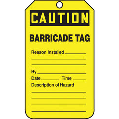 Barricade Tag, Caution Barricade Tag, 25/Pk, Cardstock - Eagle Tool & Supply