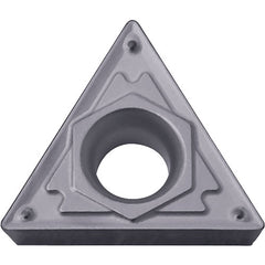 TCMT 181505 HQ PV7010, 0.0079″ Corner Radius, 3/32″ Thick, 7/32″ Inscribed Circle, TiCN (MEGACOAT), Triangle, Turning Indexable Insert - Exact Industrial Supply