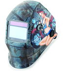 #41295 - Solar Powered Auto Darkening Welding Helment; Motorcycle Pin Up Girl Graphics - Eagle Tool & Supply
