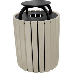 Trash Receptical Poly Rain Cap Round 49 Gal-Sand - Exact Industrial Supply