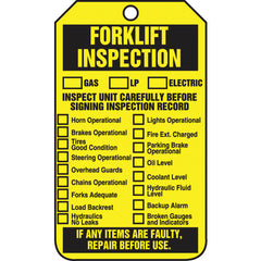 Forklift Tag, Forklift Inspection (Checklist)/Forklift Inspect, 25/Pk, Cardstock - Eagle Tool & Supply