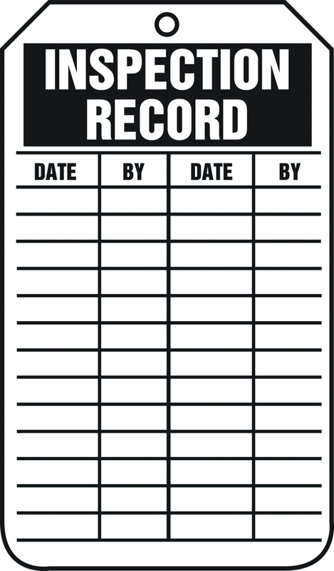 Inspection Record Tag, Inspection Record, 25/Pk, Plastic - Eagle Tool & Supply