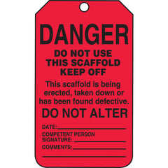 Scaffold Tag, Danger Do Not Use This Scaffold Keep Off, 25/Pk, Cardstock - Eagle Tool & Supply