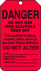 Scaffold Tag, Danger Do Not Use This Scaffold Keep Off, 25/Pk, Plastic - Eagle Tool & Supply