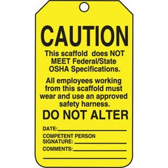 Scaffold Tag, Caution This Scaffold Does Not Meet Federal/Stat, 25/Pk, Cardstock - Eagle Tool & Supply